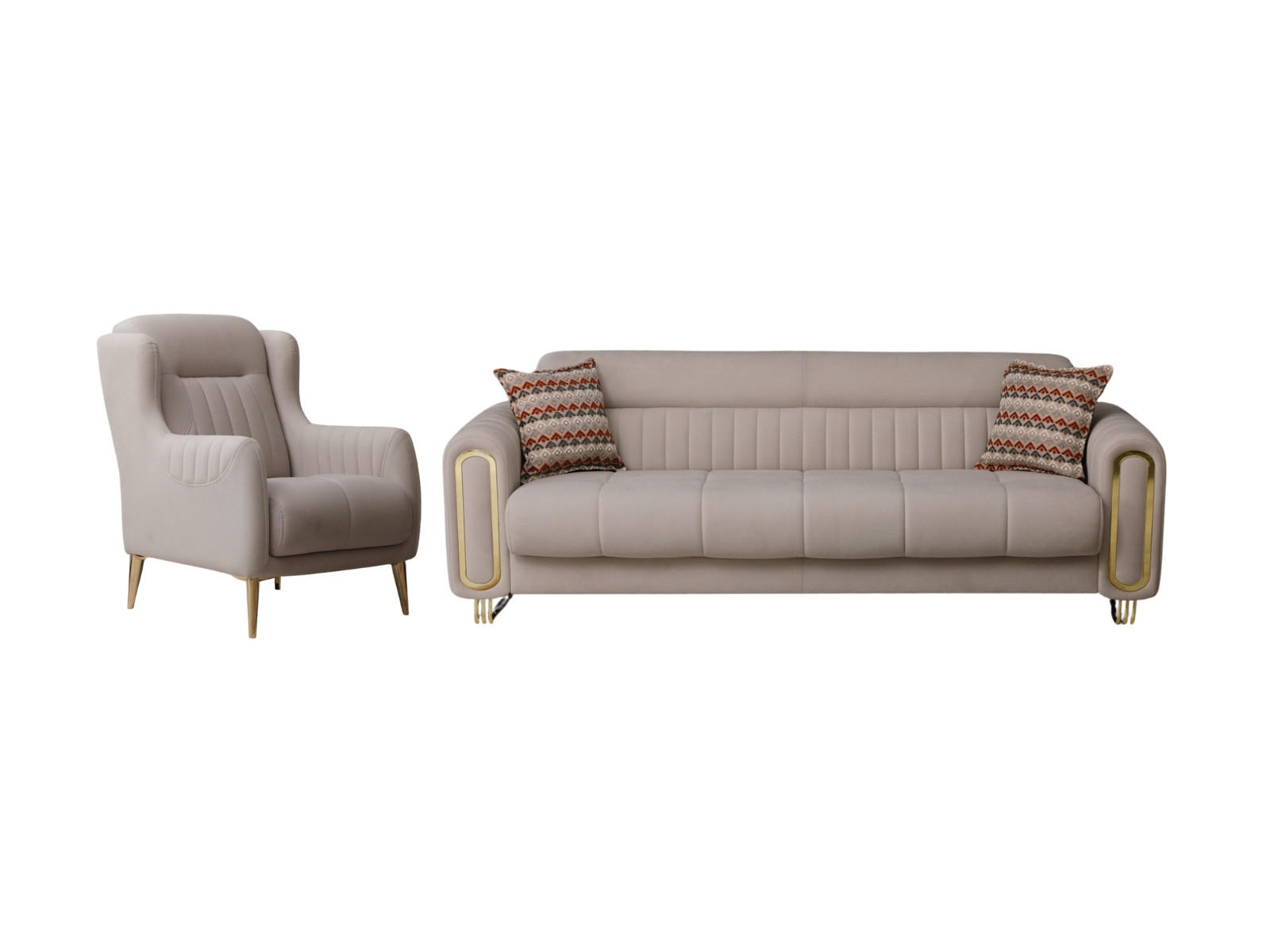 SITZGARNITUR Lima, Beige Stellvariante 2+1 - Beige, Holzwerkstoff/Metall (178/85/95cm)