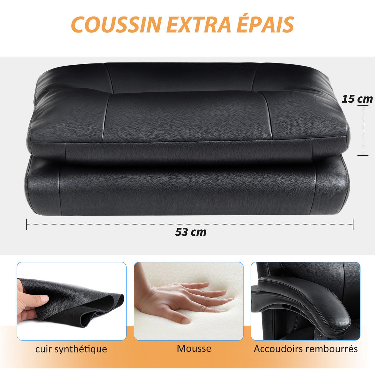 CHEFSESSEL DE-11869 mit aufblasbarer Lordosenstütze Schwarz - Schwarz, Metall (65/121/76cm) - ComfortXL