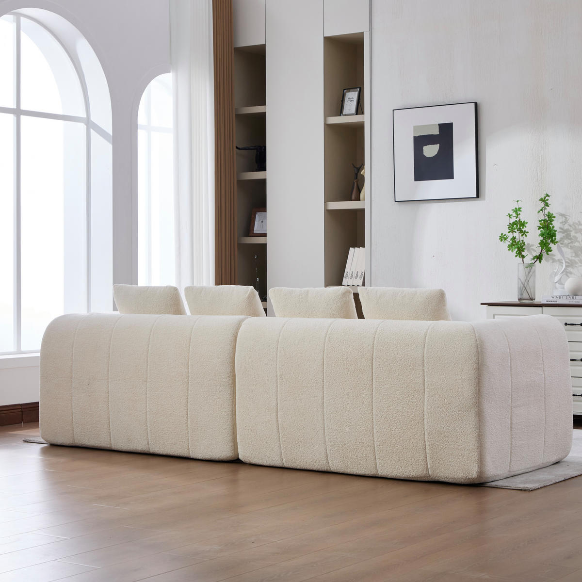 3-SITZER SOFA Cord Beige mit Kissen - Beige, Textil (160/70/94.5cm) - WISHDOR