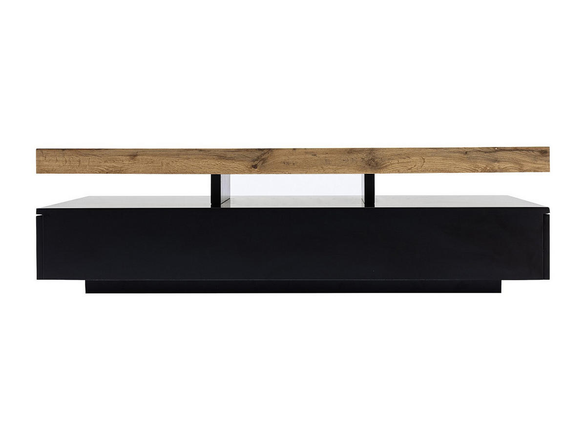 COUCHTISCH mit 2 Schubladen - MDF - Schwarz & Holzfarben hell - FELIX - Schwarz, Holz (120/60/35cm) - Vente-Unique