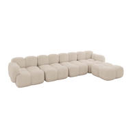 ECKSOFA modulares Sofa Rechts Miko-L3 390x205x75 Beige Velours - Ecru/Schwarz, Holzwerkstoff/Kunststoff (390/205cm) - ALTDECOR