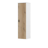 HÄNGESCHRANK weiß matt, Eiche 33 cm, Wandschrank mit Soft-Close - Eichefarben/Schwarz, Holzwerkstoff/Metall (33/120/30cm) - Furn.Design