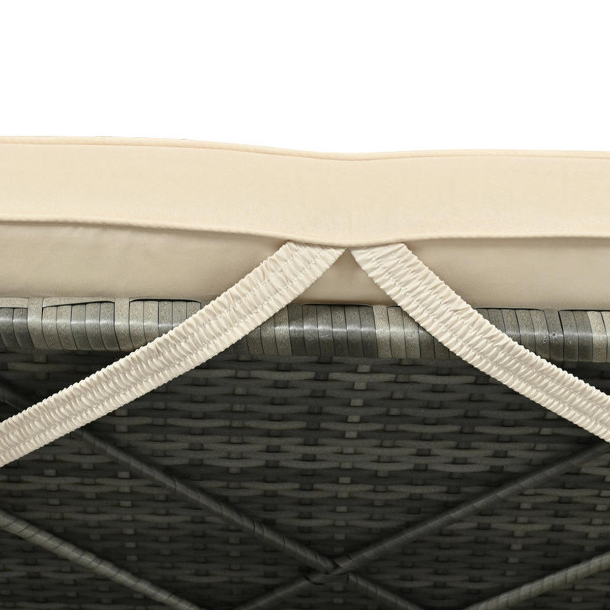 DOPPELLIEGE Cremeweiß Klappbar Mit Kissen & Klapptisch - Beige, Metall (128/186/187cm) - FLIEKS