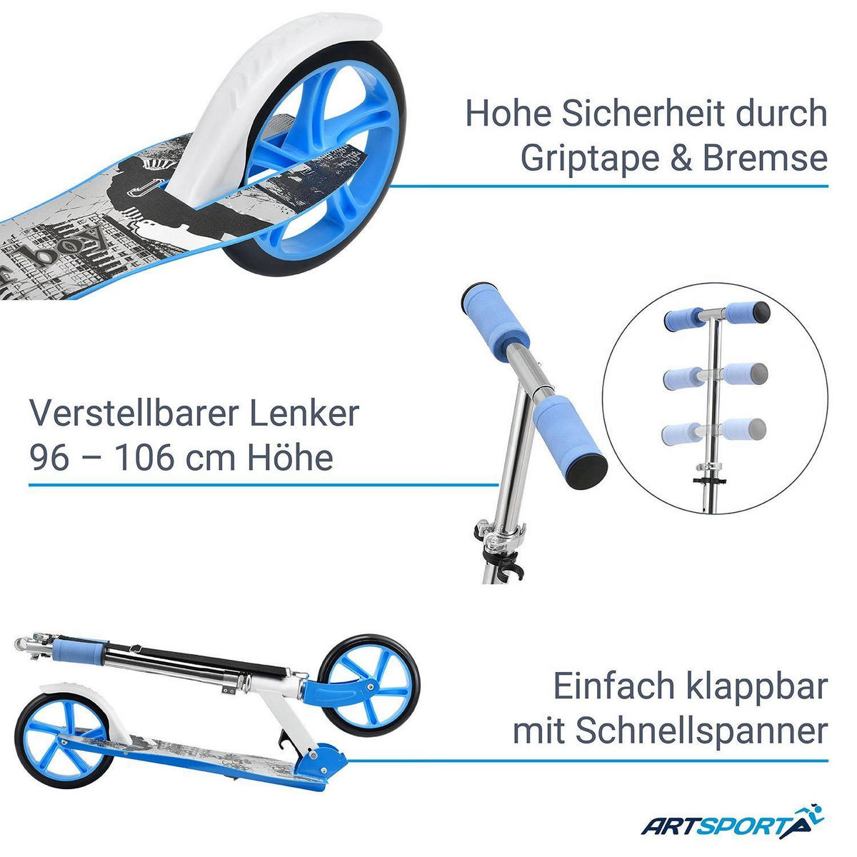 SCOOTER / Cityroller Graffity Grau - Grau, Metall (88/27/106cm) - Artsport