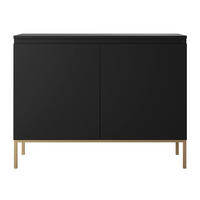 SIDEBOARD Bemmi Schwarz mit goldenen Metallbeinen 100 cm - Goldfarben/Schwarz, Holzwerkstoff/Metall (100/77/35cm) - Selsey