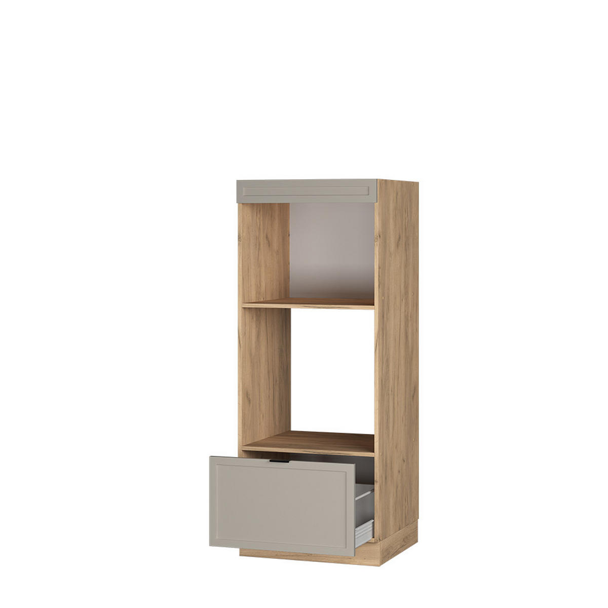 MIKROWELLENSCHRANK Fame-Line GrauBeige 60 cm offen - Honigeiche/Eiche Wotan, Holzwerkstoff (60/153.6/58.1cm) - Vicco