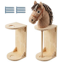 WANDHALTER Natur 2er-Set für Steckenpferd Kiefernholz 35 cm - Hellbraun, Holz (15/35/15cm) - Relaxdays