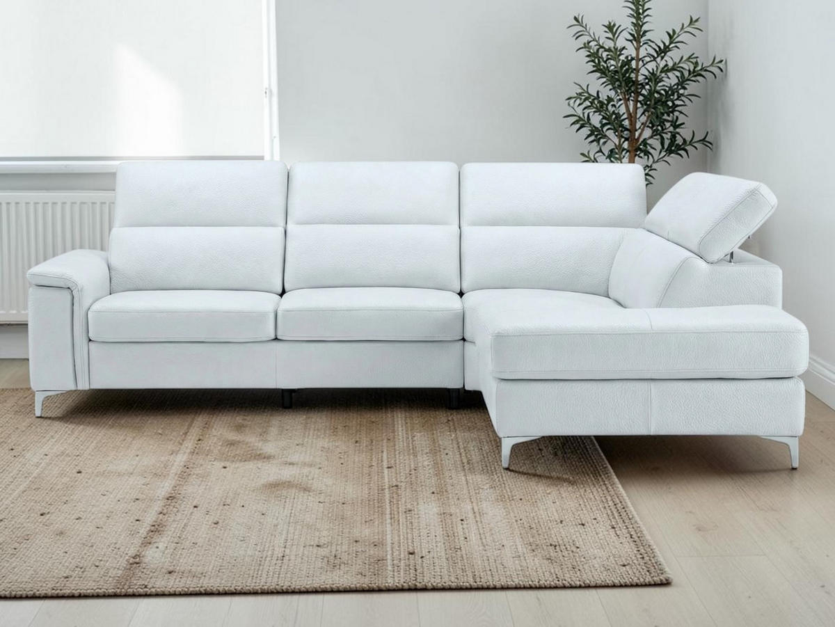ECKSOFA Avenger Echtleder Weiß - Weiß, Leder/Metall (271/81/224cm)
