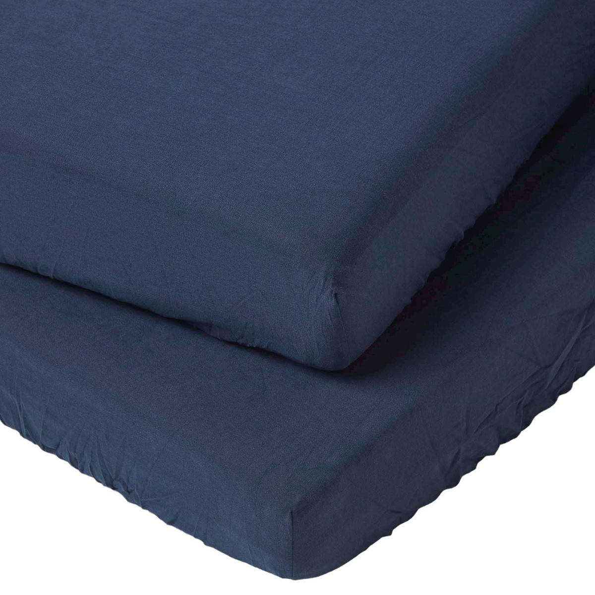 LEINEN-SPANNBETTLAKEN Babybett im 2er-Set, 60/120 cm - Blau, Textil (60/120cm) - Homescapes