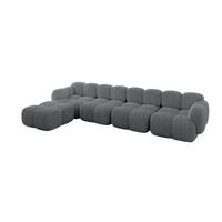 ECKSOFA modulares Sofa Links Miko-L3 390x205x75 Dunkelgrau Cord - Graphitfarben/Schwarz, Holzwerkstoff/Kunststoff (390/205cm) - ALTDECOR