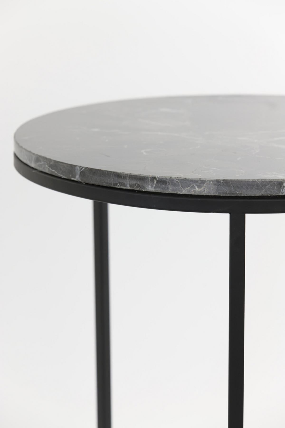 BEISTELLTISCH Alfio Braun Ø49/53,5 cm 2er-Set - Schwarz, Stein (49/49/53.5cm) - Light & Living