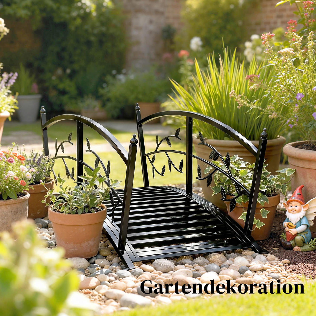 GARTENBRÜCKE Metall Schwarz - Schwarz, Metall (120/51/47cm) - Outsunny