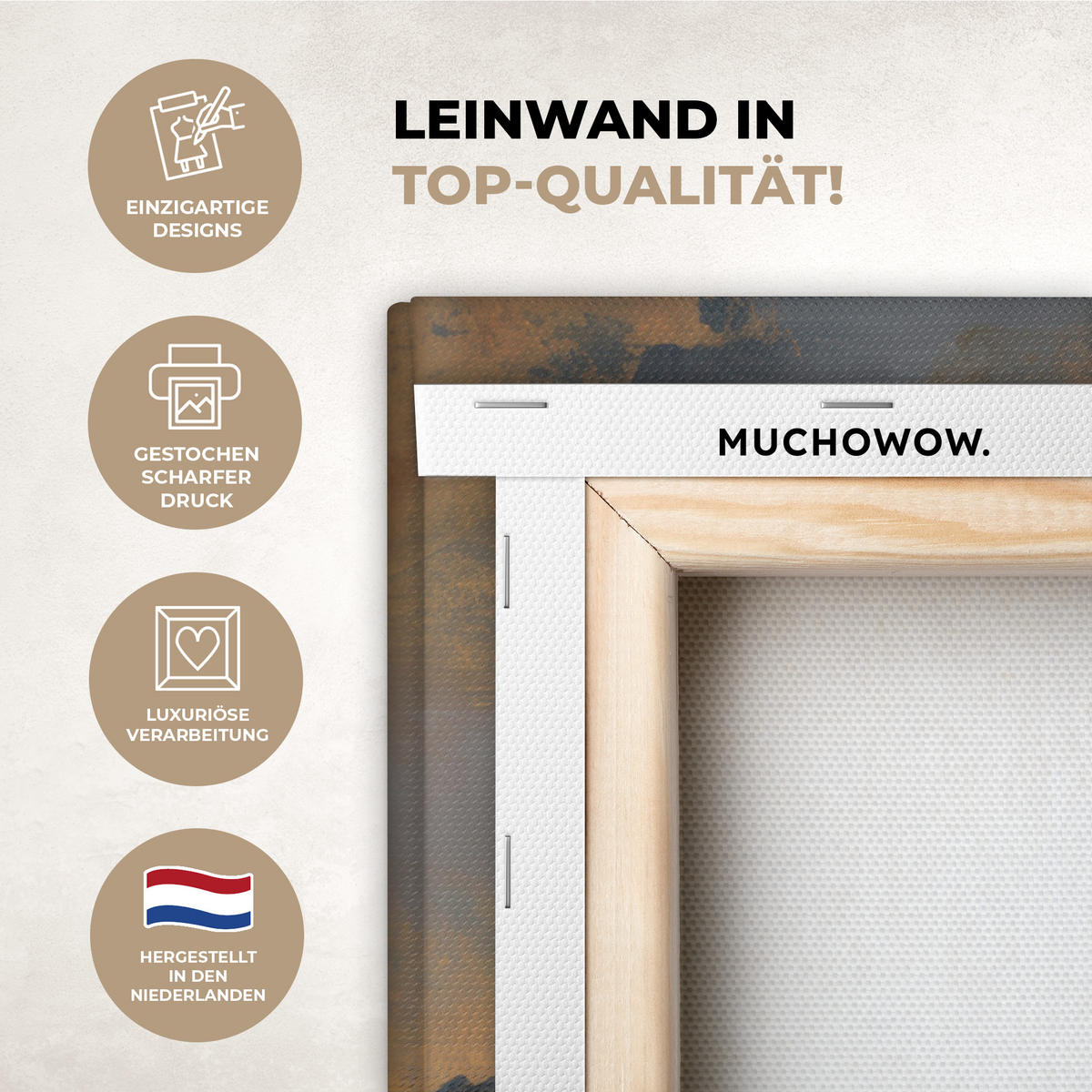 LEINWANDBILD Bergkulisse mit goldenem Sonnenuntergang Wanddeko Schlafzimmer 60x90 cm - Goldfarben, Textil (60/90cm) - MuchoWow