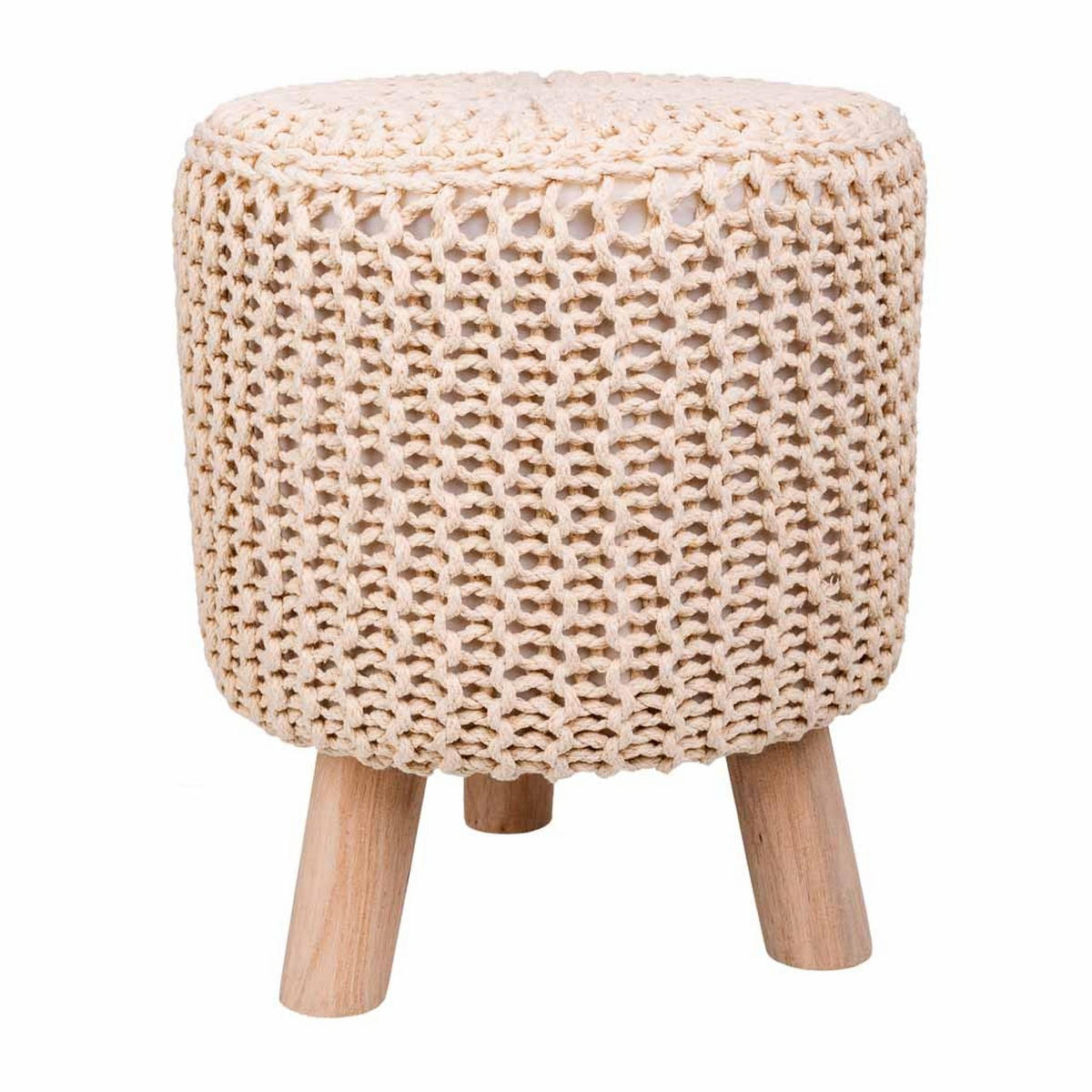 HOCKER aus Holz und Baumwolle, 32x40cm - Beige, Holzwerkstoff (32/40/32cm) - Wanderlust