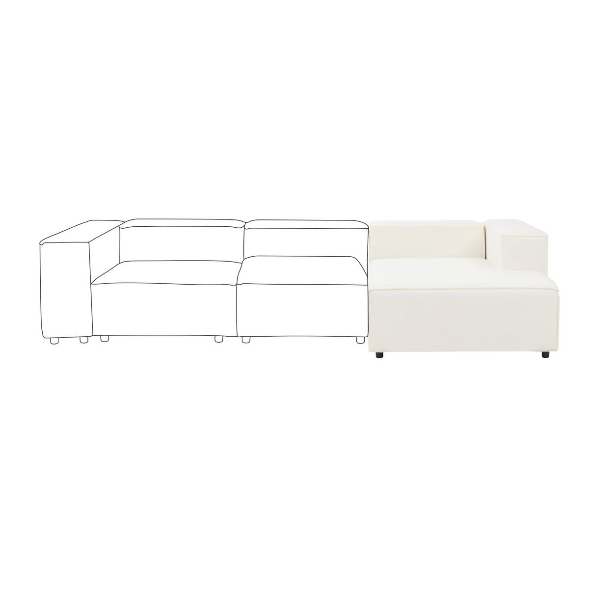 CHAISELONGUE-LINKSSEITIGE Bouclé Cremeweiß Ardal - Creme, Textil (119/68/180cm) - Beliani