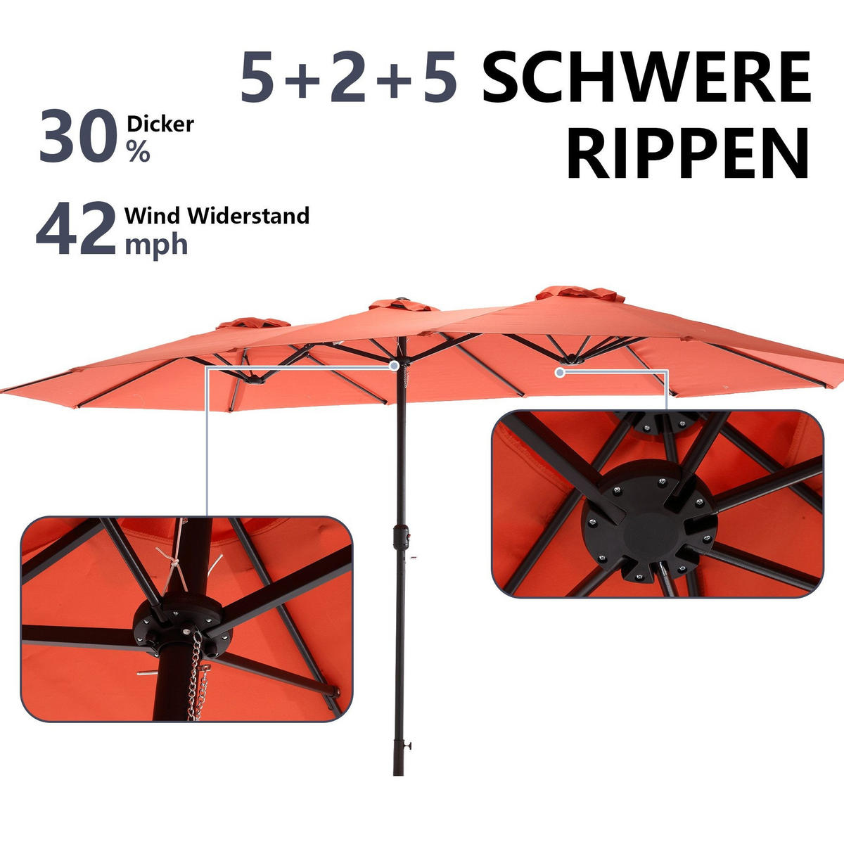 SONNENSCHIRM 453x267cm,Aluminium,Sonnenschutz,Orange - Orange, Metall (453/267cm) - LVHOM