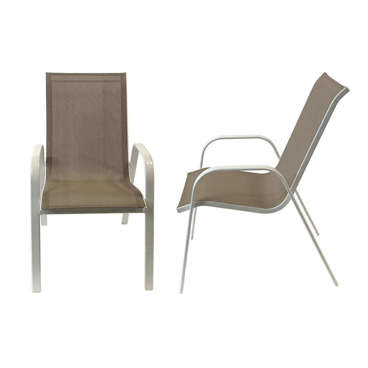 GARTENSTÜHLE Marbella Taupe und weiß 4er-Set - Braun, Kunststoff (56.5/92.5/76cm) - Happy Garden