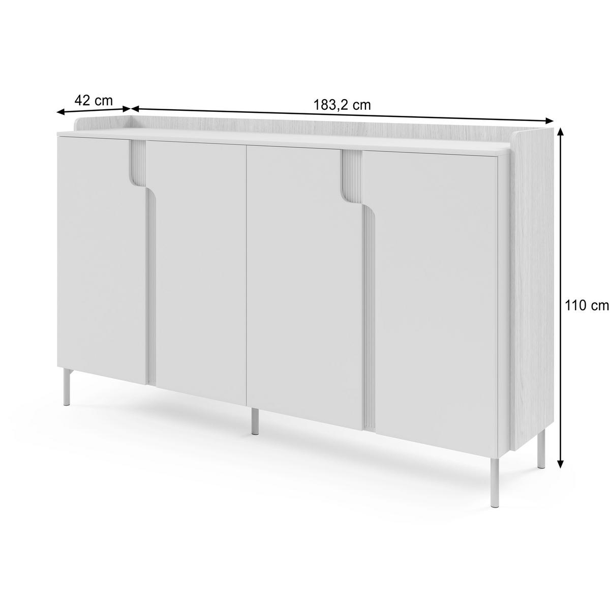 KOMMODE Positivo mit 4 Türen, 180 cm, Mavelie-Eiche + Macadamia - Eichefarben, Holzwerkstoff (183/110/42cm) - Beautysofa