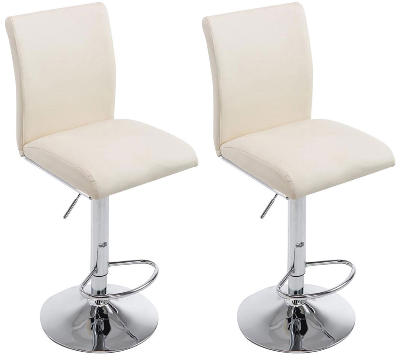 BARHOCKER 2er Set Lederlook creme - Chromfarben/Creme, Textil/Metall (38.5/94.5/47cm) - CLP