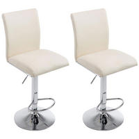 BARHOCKER 2er Set Lederlook creme - Chromfarben/Creme, Textil/Metall (38.5/94.5/47cm) - CLP