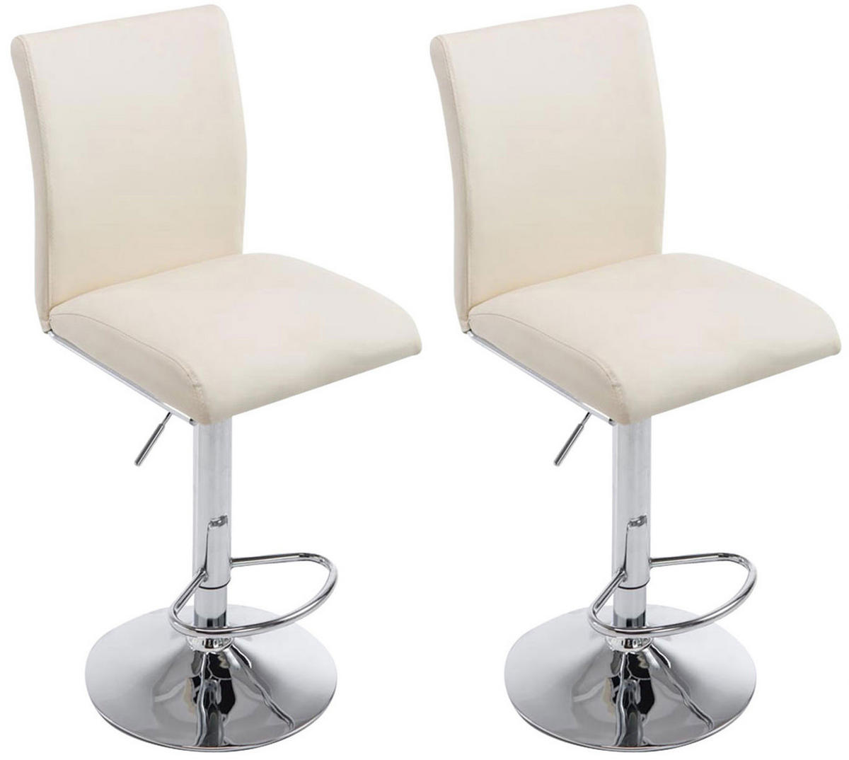 BARHOCKER 2er Set Lederlook creme - Chromfarben/Creme, Textil/Metall (38.5/94.5/47cm) - CLP