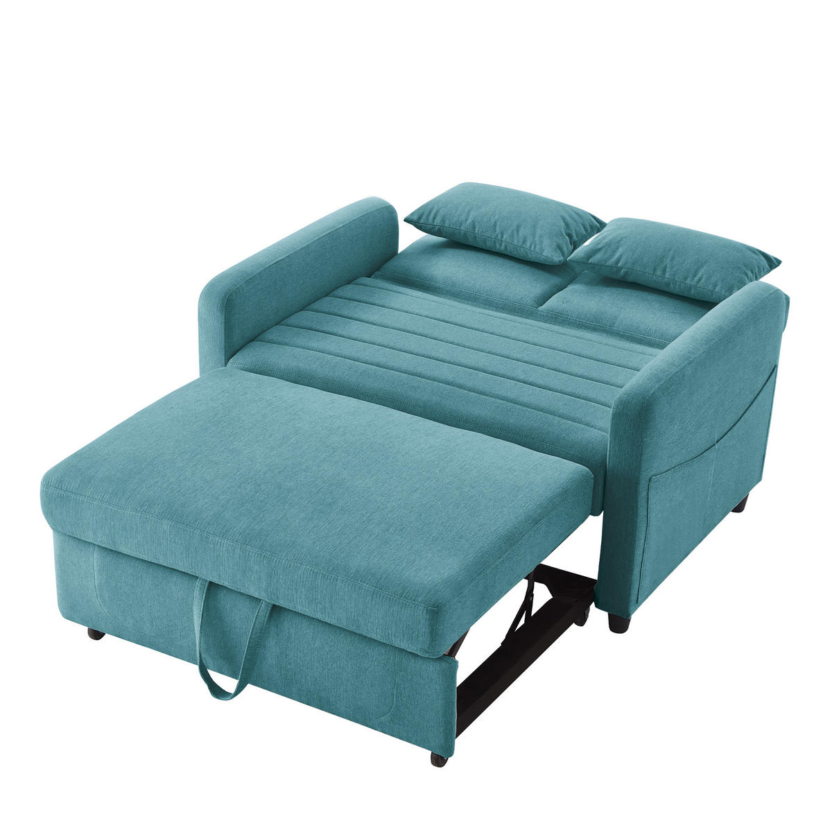 SCHLAFSOFA DE-35343 ausziehbar und 3-fach verstellbar Blaugrün - Blau, Metall (77/82.5/114cm) - ComfortXL