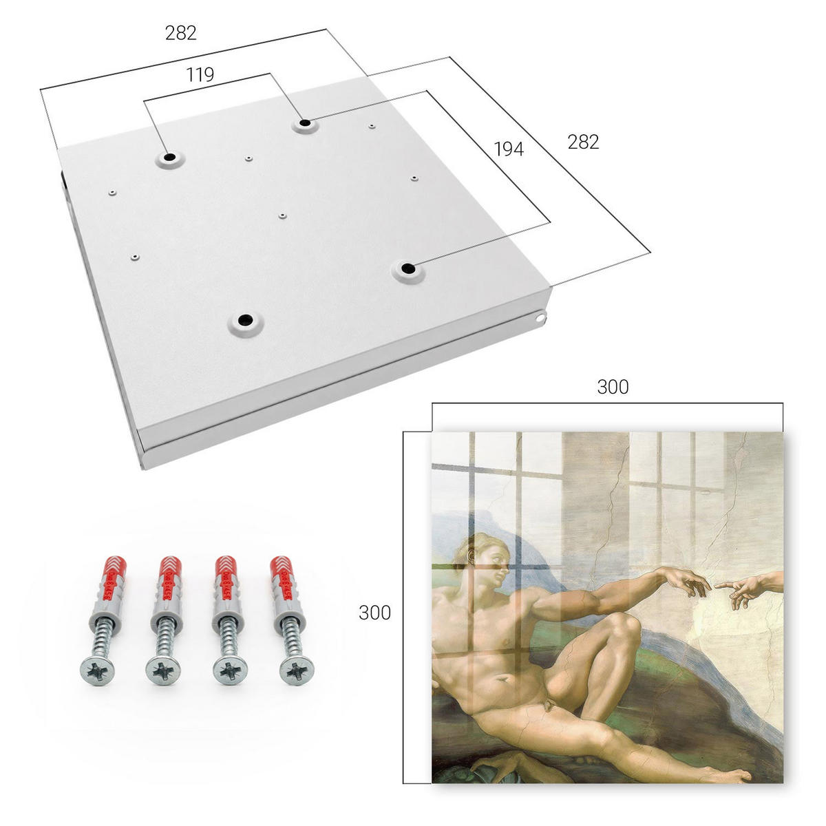 SCHLÜSSELBOX Weiß 30x30 cm – Türöffnung nach rechts - Klassische Kunst - Beige, Metall (30/30/5cm) - TULUP