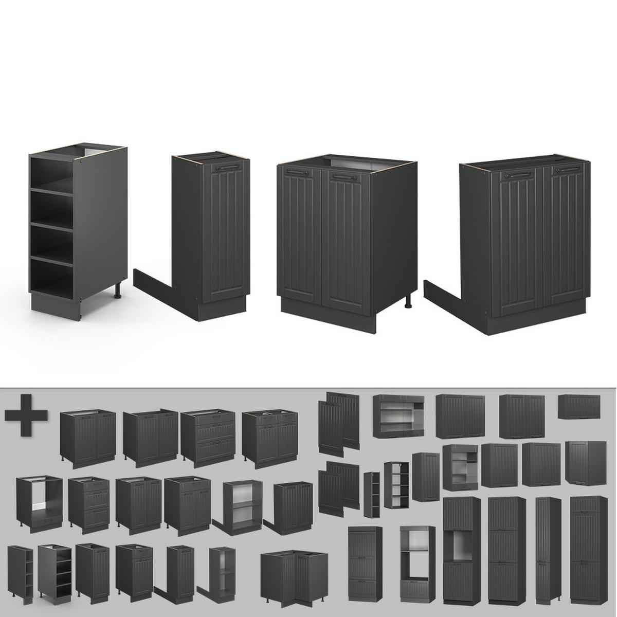 Dunkelgrau/Anthrazit, Holzwerkstoff (90/82/60cm) - Vicco