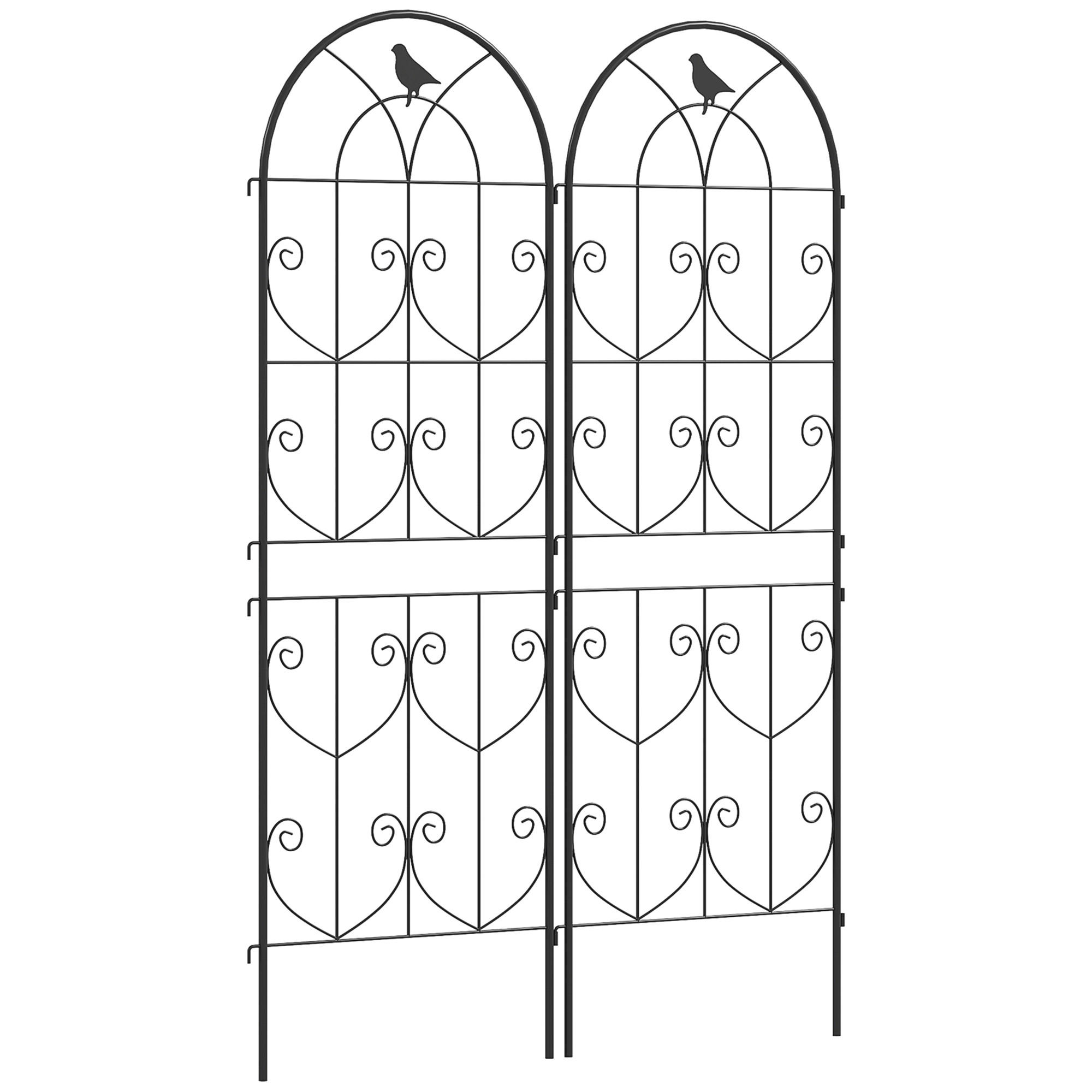 RANKGITTER DE-18330 2er-Set mit Vogelmotiven, 150 cm Schwarz - Schwarz, Metall (1.3/150/50cm) - ComfortXL