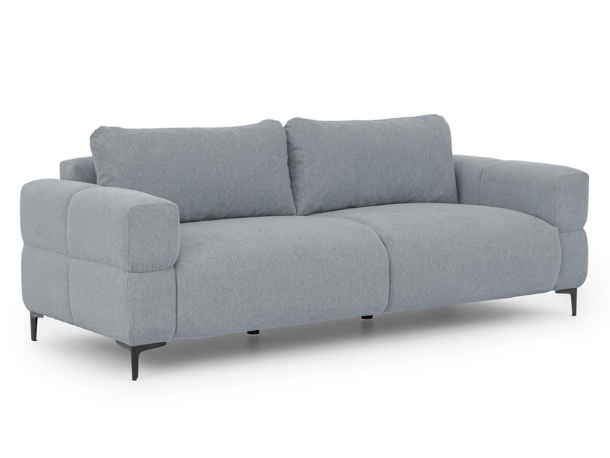 3-SITZER-SOFA Cardea in Bubble-Optik aus weichem Grau Strukturstoff mit hohem Sitzkomfort - Schwarz/Grau, Holz/Textil (217/80/97cm) - S-Style Möbel