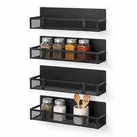 POLICA Crna 4-dijelni-set magnetska metalna - crna, metal/plastika (31/8/9.5cm) - Relaxdays