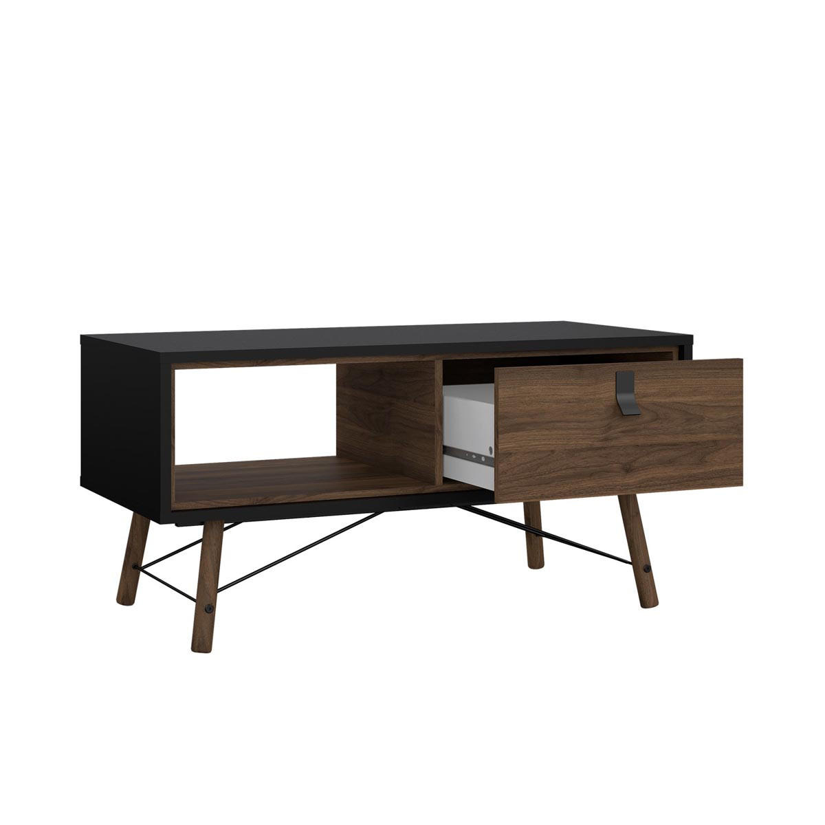 COUCHTISCH wallnuss Dekor - Schwarz, Holzwerkstoff (48/102/50cm) - ebuy24