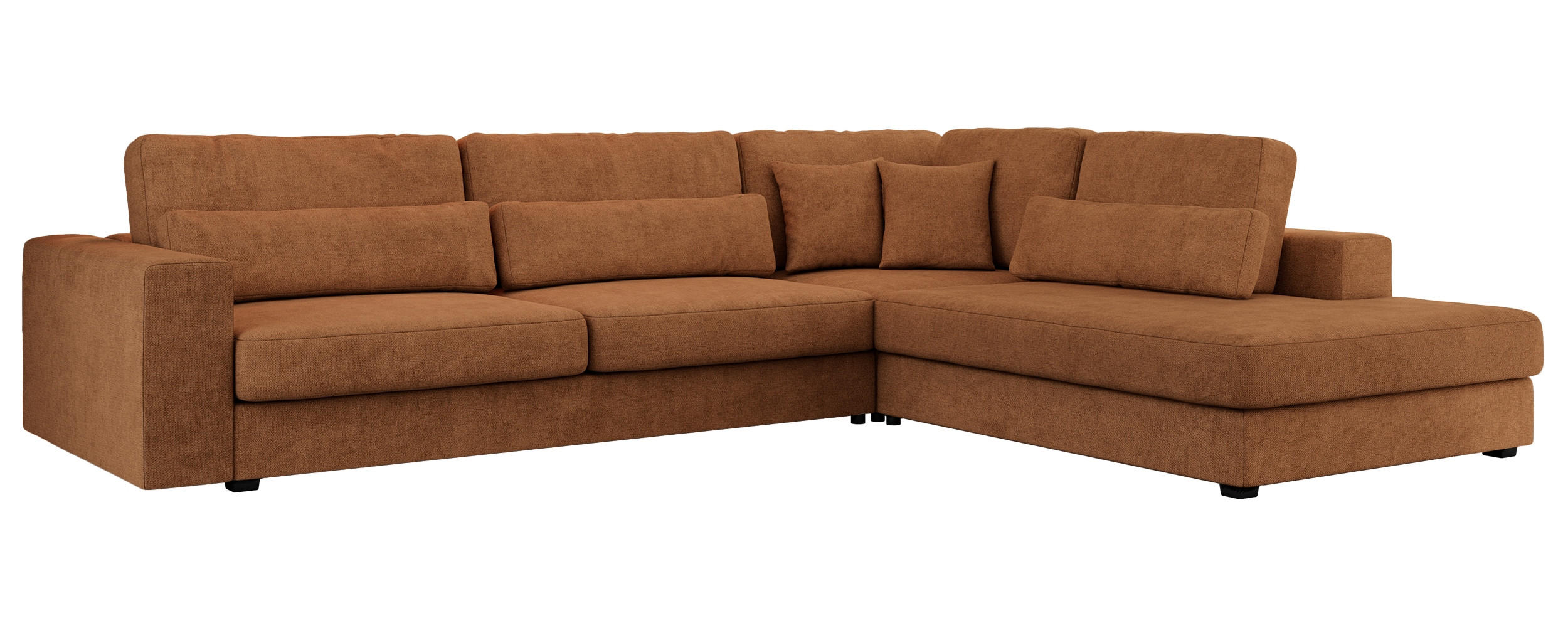 ECKSOFA Savona Orange Strukture - rechts - Schwarz/Orange, Kunststoff/Textil (249/316cm) - MKS