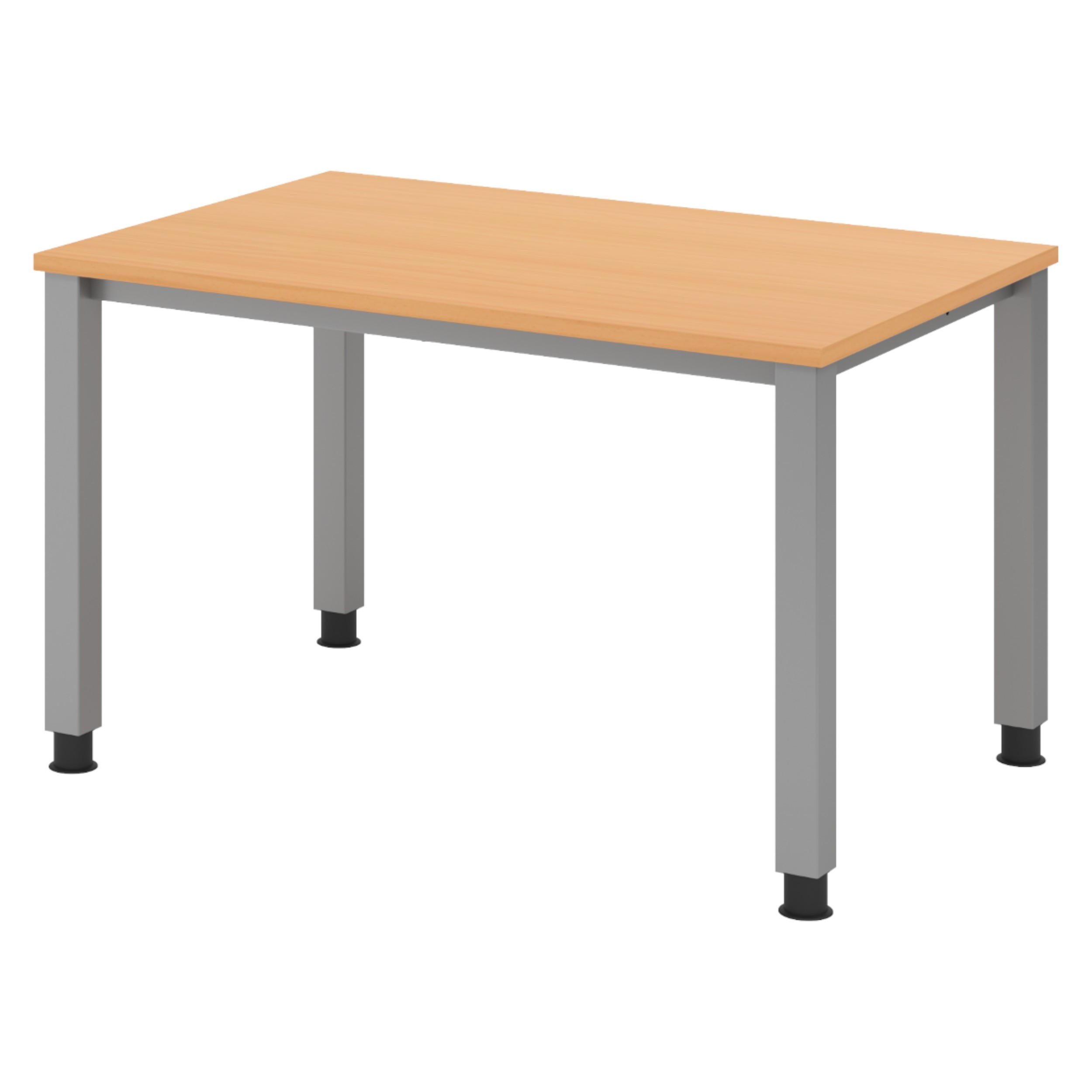 SCHREIBTISCH Serie-Q Gestell: Silber 80/120/74 cm in Buchefarben - Buchefarben, Holzwerkstoff (80/120/74cm) - bümö