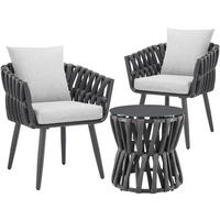 ALUMINIUM GARTENLOUNGE-SET Lugano, höhenverstellbare Kunststofffüße, Sicherheitsglasplatte, anthrazit/grau - Anthrazit/Grau, Kunststoff/Metall - tectake