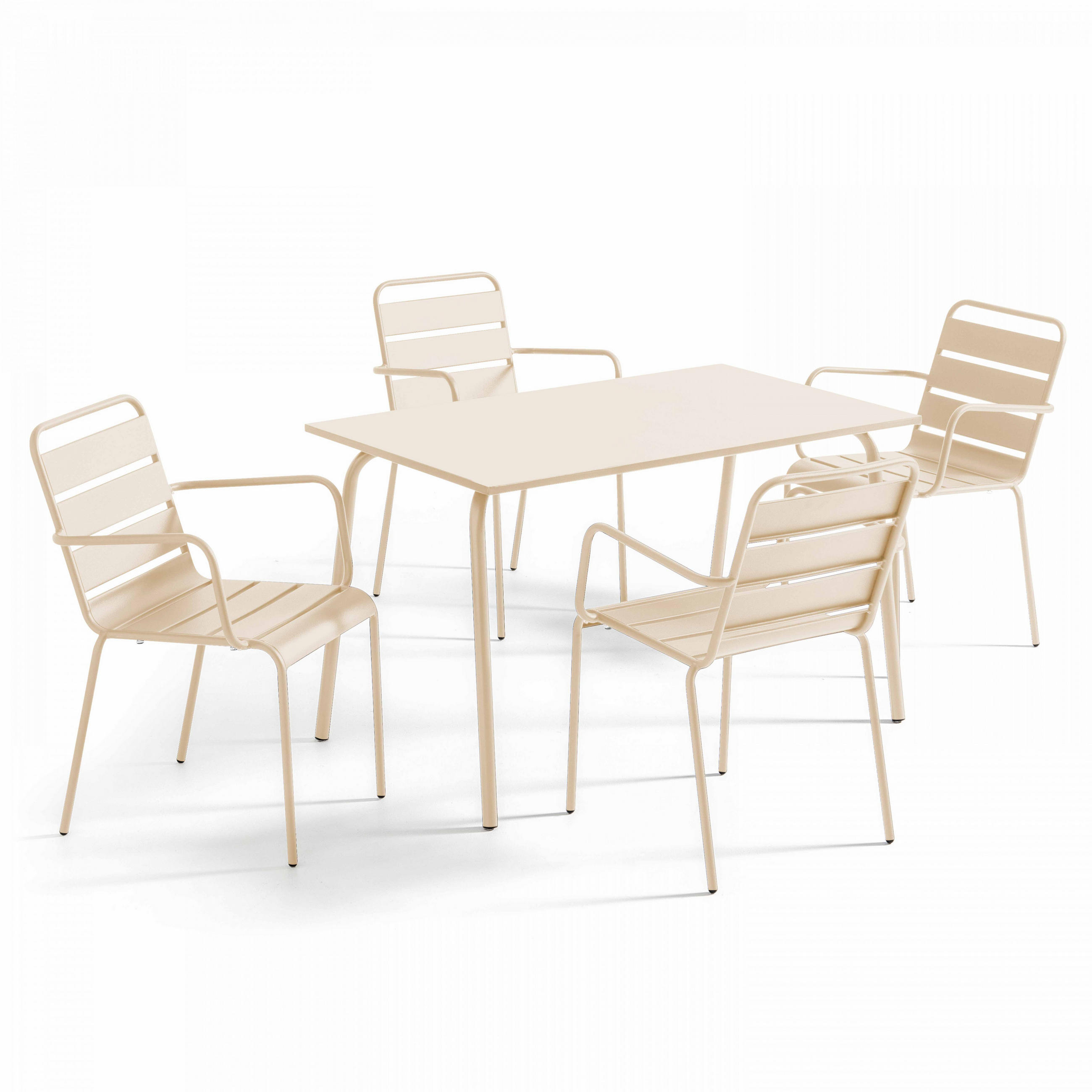 GARTENSET 5-tlg., Elfenbeinfarbe - Creme, Metall - Oviala