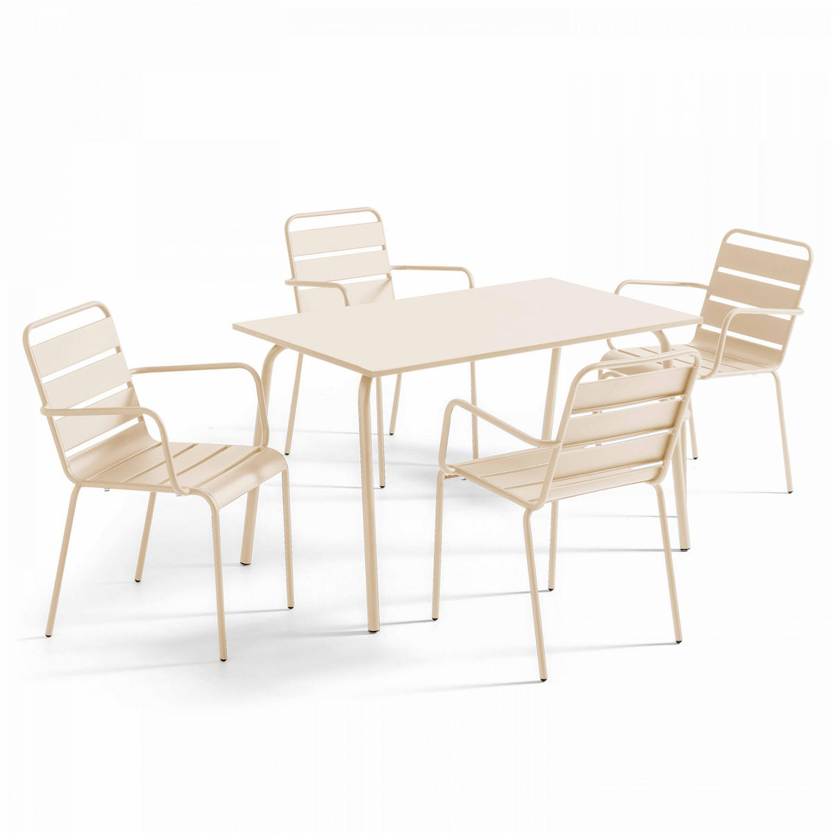 GARTENSET 5-tlg., Elfenbeinfarbe - Creme, Metall - Oviala