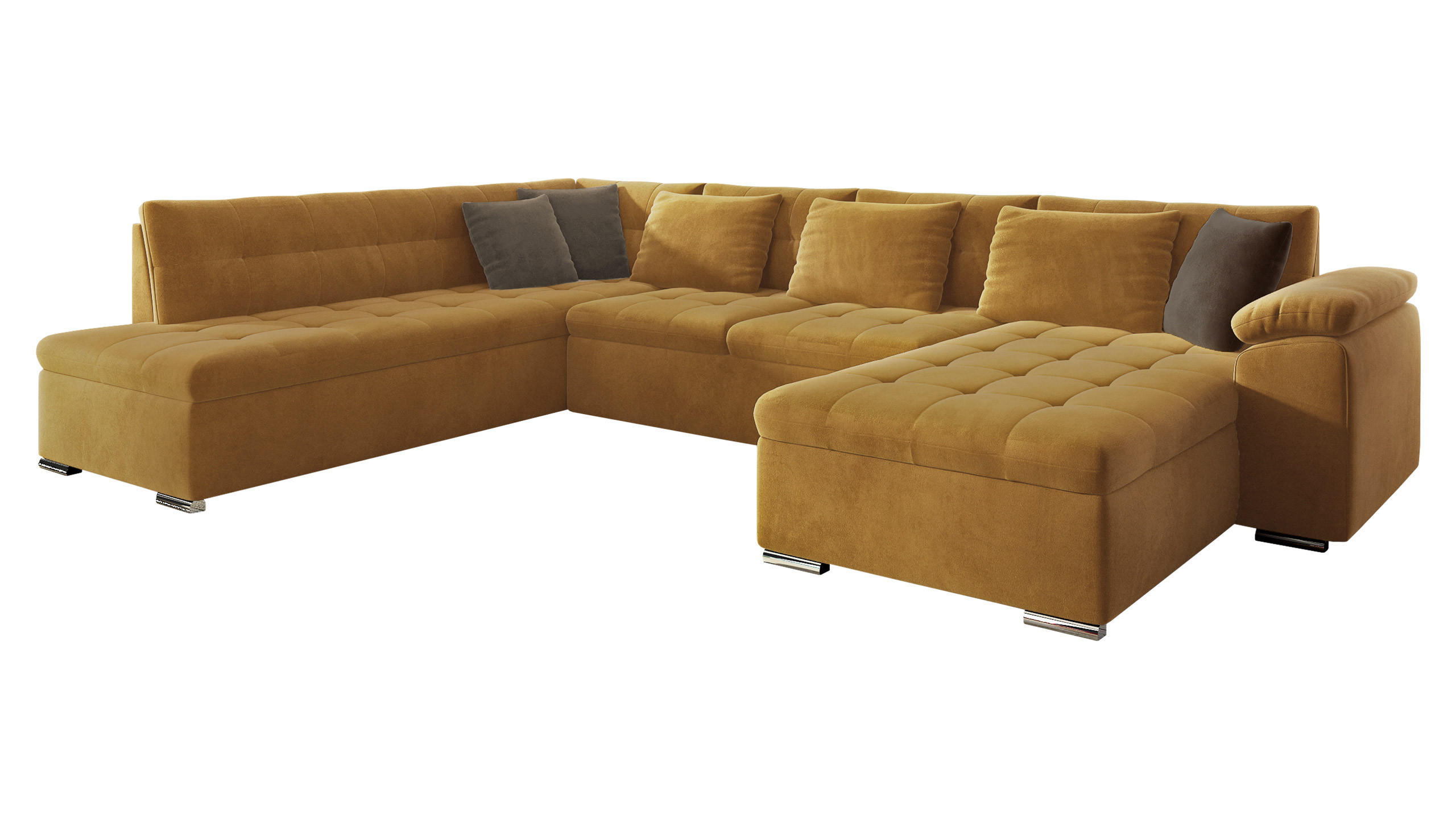 WOHNLANDSCHAFT Niko Bis, Seite: Rechts - Gelb, Holz/Textil (348/76/205cm) - MIRJAN24