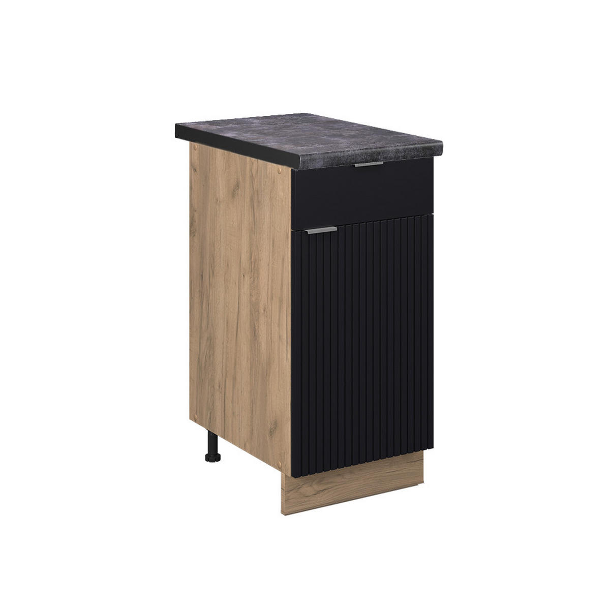 KÜCHENUNTERSCHRANK Fame-Line, Schwarz gestreift, 40 cm, AP Anthrazit - Honigeiche/Eiche Wotan, Holzwerkstoff (40/82/60cm) - Vicco