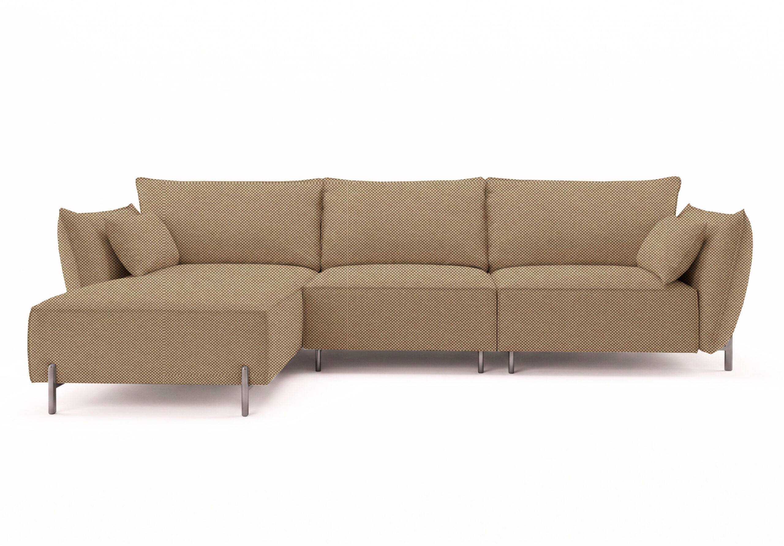 GARTENECKSOFA für Terrasse und Garten, Stoff Sunlight, Toffee, Links, SUNMEE - Braun, Holz (238/90/165cm) - Kaiser Möbel