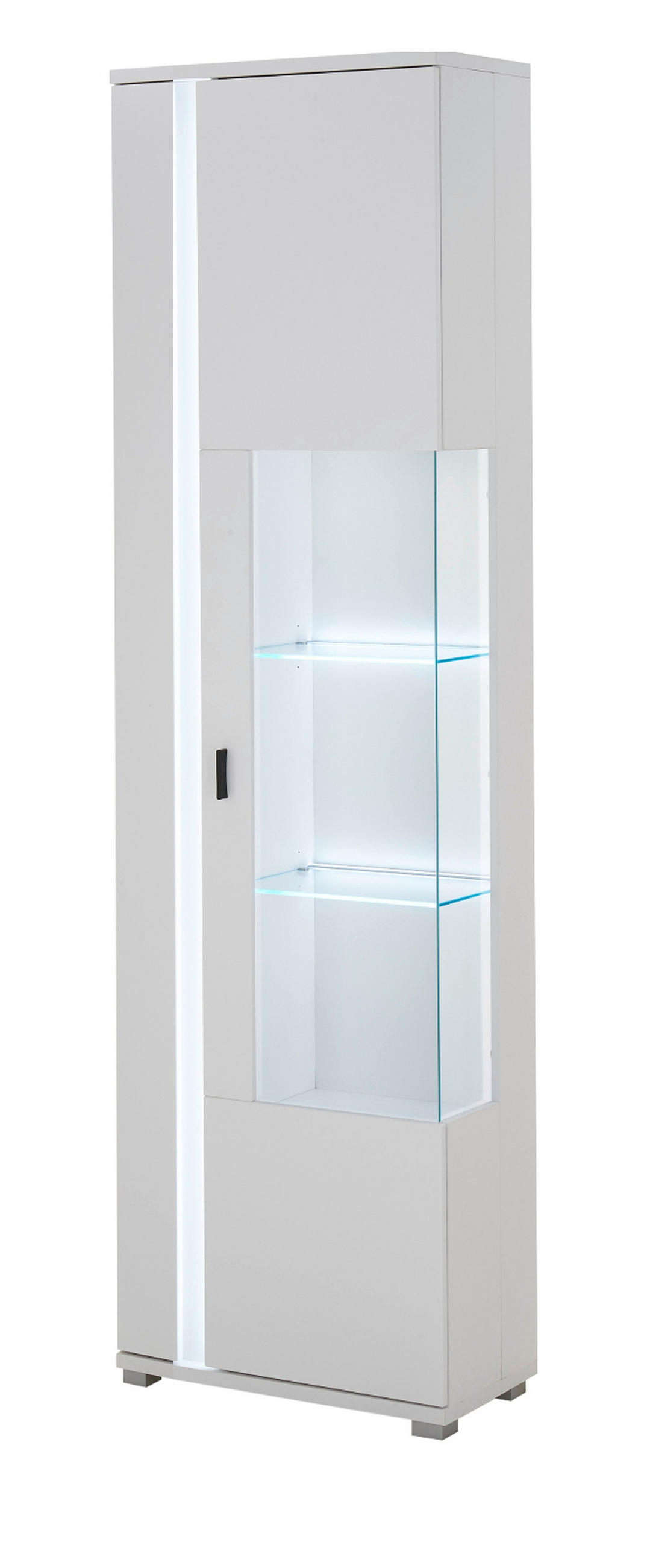 VITRINE weiß matt, Vitrinenschrank inklusive Frontbeleuchtung 55 x 200 cm - Weiß, Holzwerkstoff (55/200/35cm) - Furn.Design