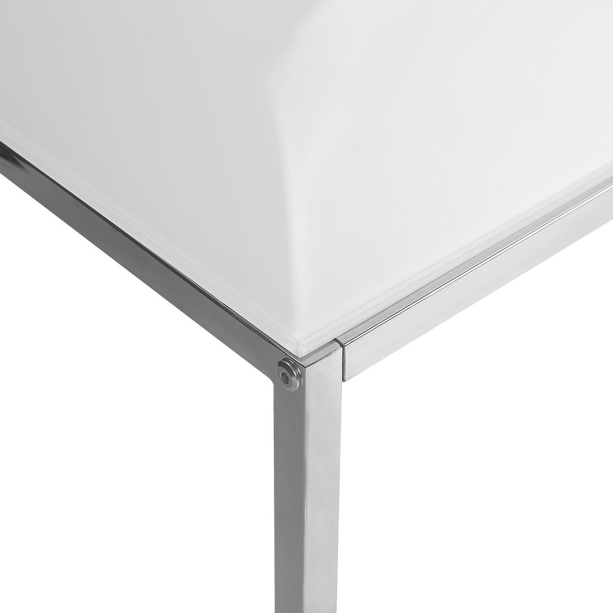 COUCHTISCH 2er-Set Quadratisch Weiß/Silber Brea - Weiß, Glas (60/60cm) - Beliani