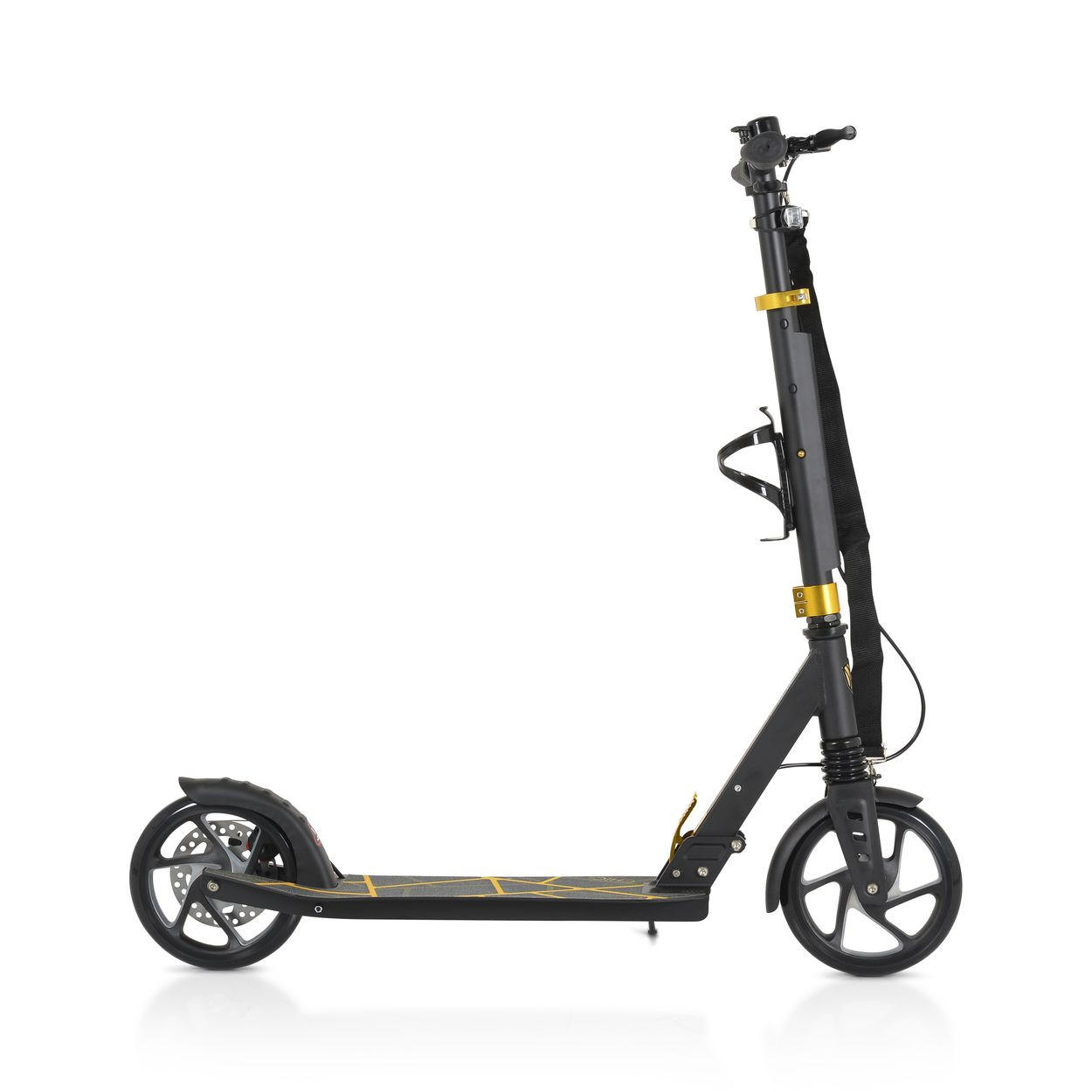 KINDERROLLER Chic schwarz PU-Räder, ABEC-7, LED-Licht, Seitenständer, faltbar, höhenverstellbar - Schwarz, Metall (54.5/46/101cm)