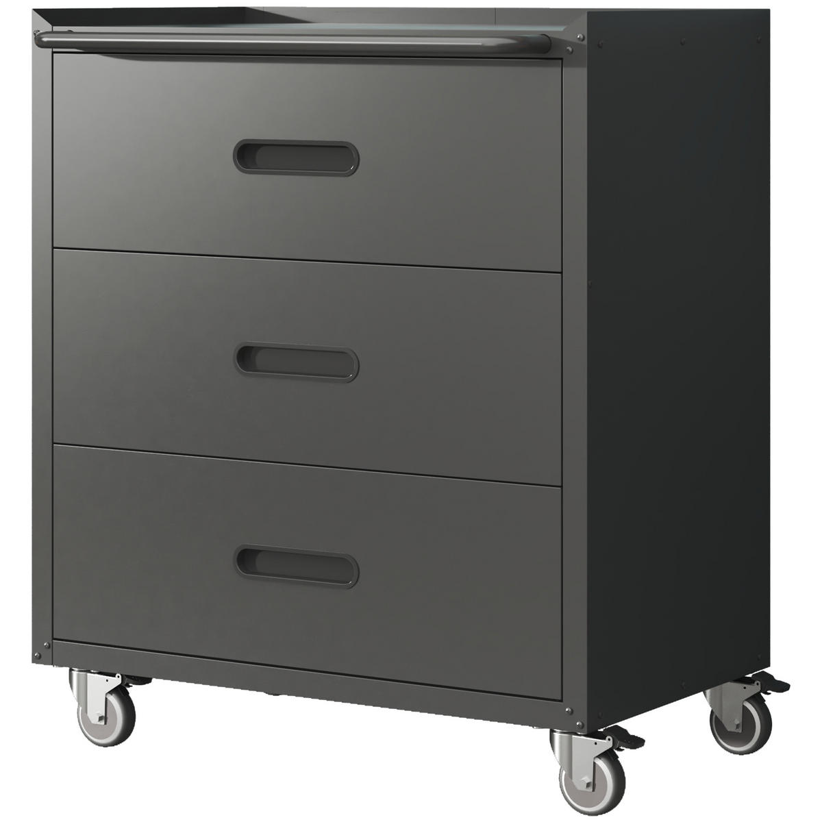 KOMBIMÖBEL – 3 Schubladen, 75 × 42 × 88 cm, Schwarz/Grau - Schwarz, Metall (42/88.01/75.01cm) - DCA