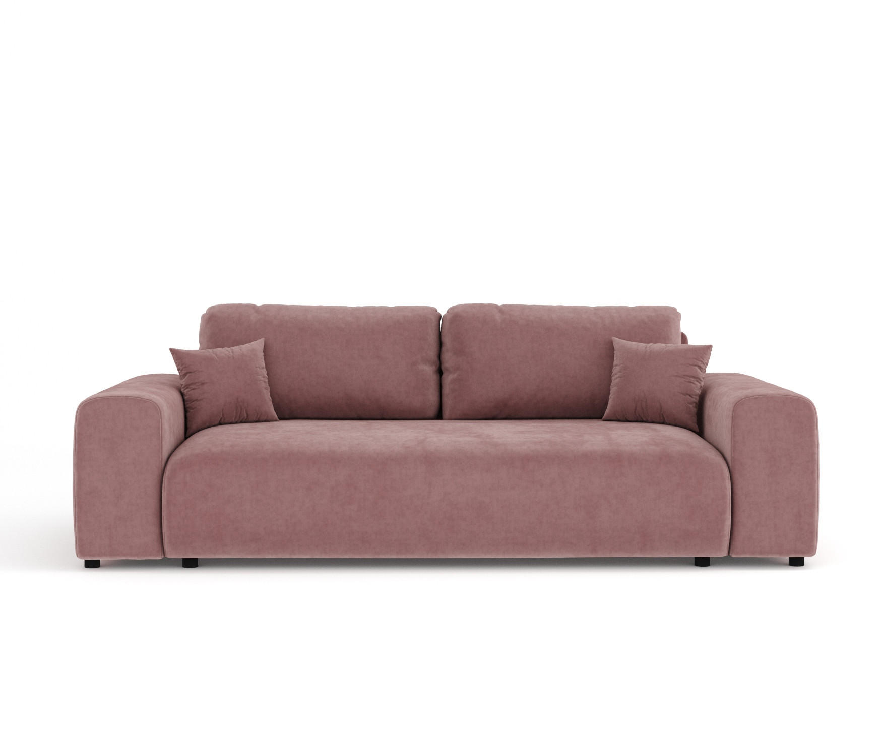 3-SITZER-SOFA Zanzibar Rosa Samtstoff - Schwarz/Rosa, Holz/Holzwerkstoff (213/79/108cm) - Maison de Reve