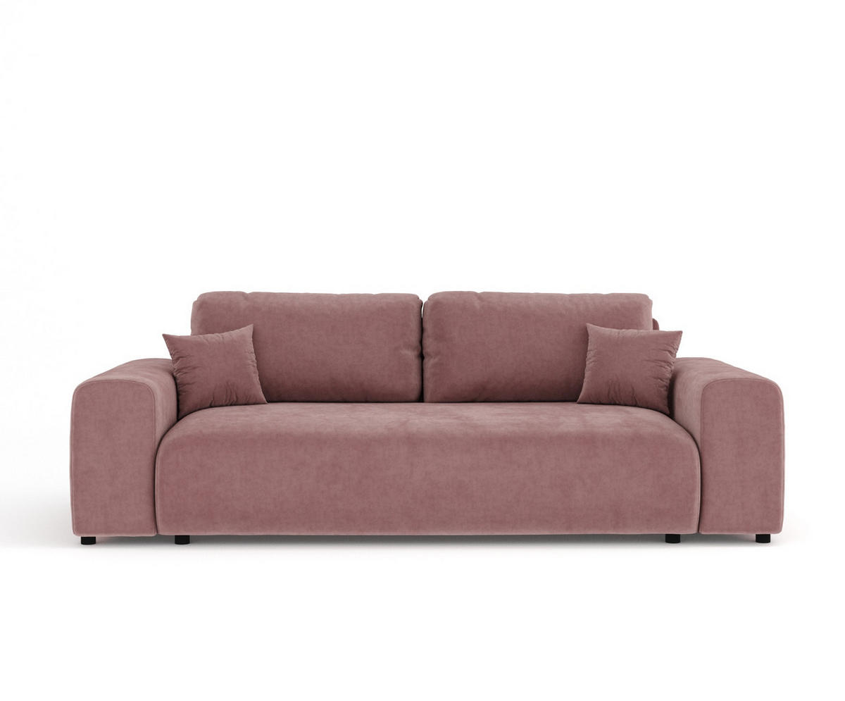 3-SITZER-SOFA Zanzibar Rosa Samtstoff - Schwarz/Rosa, Holz/Holzwerkstoff (213/79/108cm) - Maison de Reve