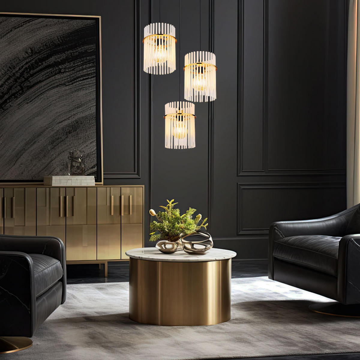 LED HÄNGELEUCHTE Gorley Metall Gold - Goldfarben, Glas (47/47/140cm) - Globo Lighting