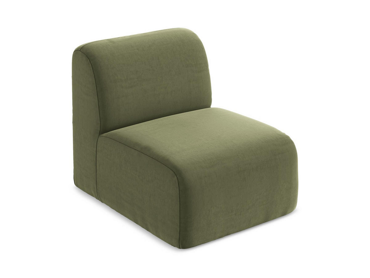 SOFAELEMENT Samt Stoff Grün - Schwarz/Olivgrün, Holzwerkstoff/Kunststoff (70/75/94cm) - Makamii