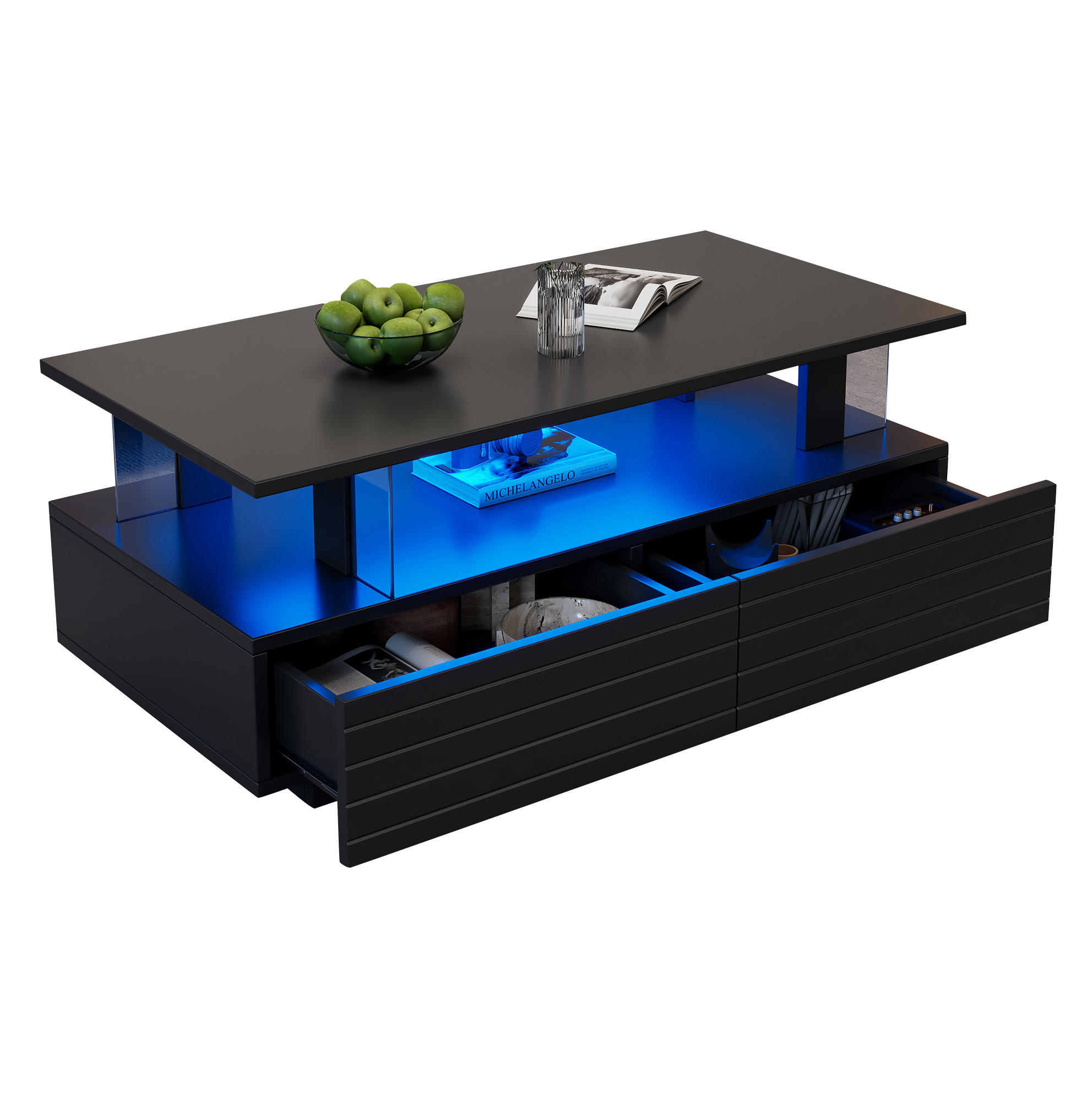 Ivmeu Led-Couchtisch Schwarz 50x42.5x100 cm
