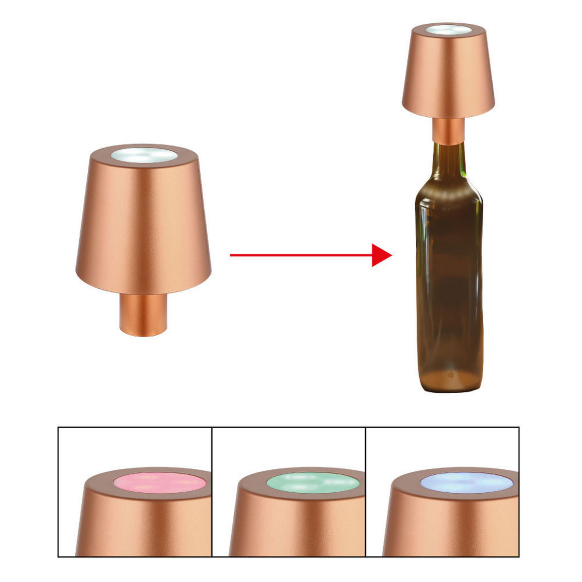 LED TISCHLEUCHTE Flaschenlampe Gold - Goldfarben, Kunststoff (10.5/10.5/14cm) - Globo Lighting